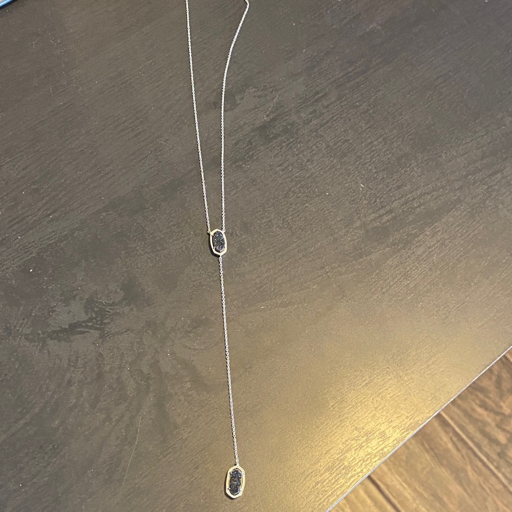 Chic Silver with Black Stones Kendra Scott Lariat Necklace